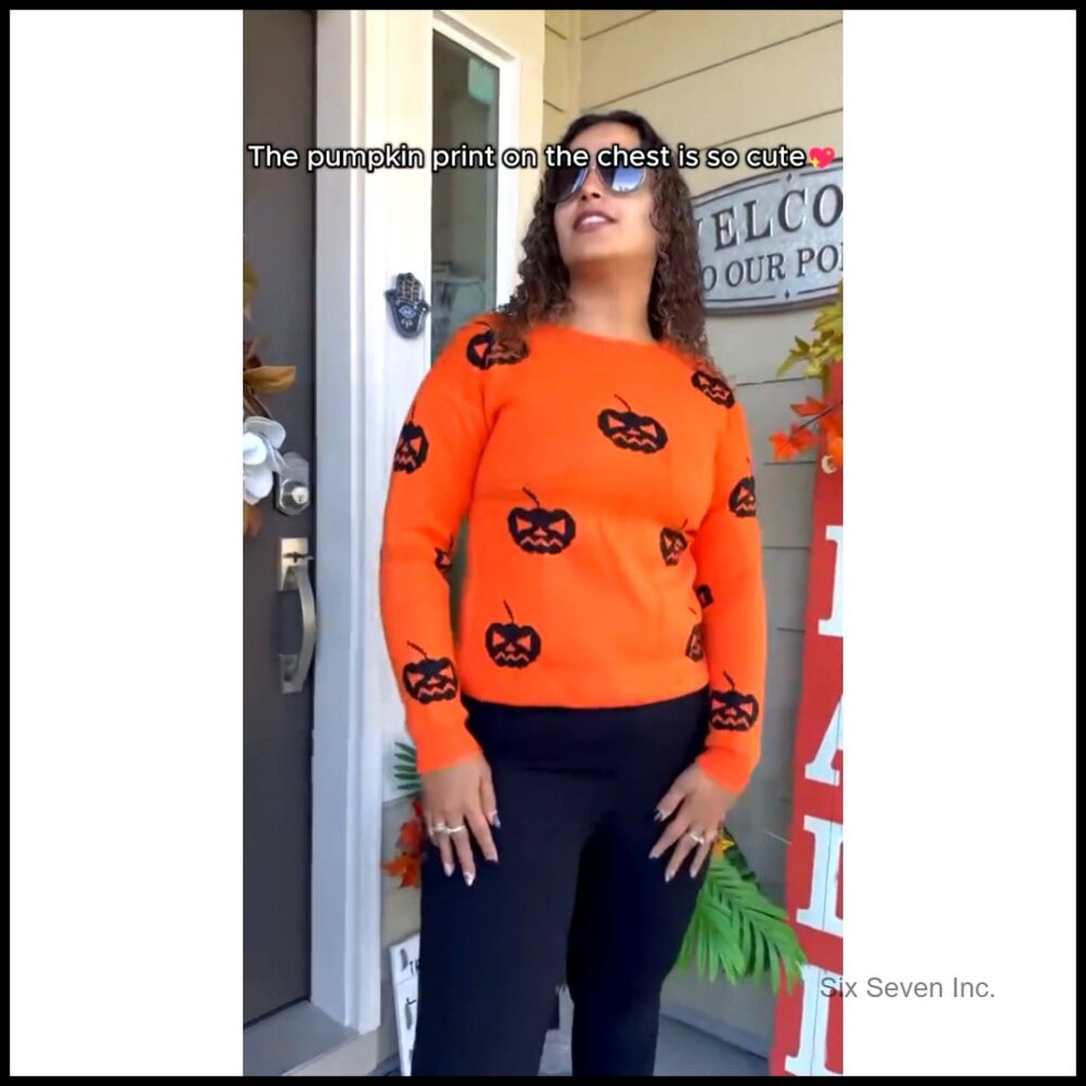 Crew Neck Pullover Sweater Long Sleeve Knitted Casual Y2K Cute Heart Pattern - Picture 7 of 7